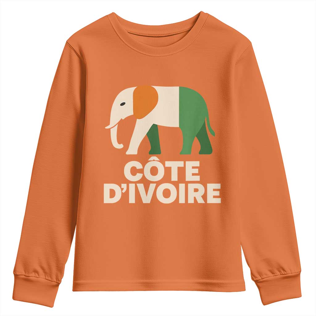 Proud Côte d'Ivoire Elephant Ivory Coast Flag Youth Sweatshirt Ivorian Pride Retro Souvenir