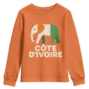Proud Côte d'Ivoire Elephant Ivory Coast Flag Youth Sweatshirt Ivorian Pride Retro Souvenir