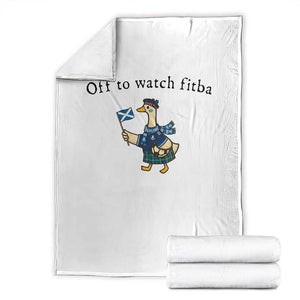 Funny Scottish Goose Scotland Football Throw Blanket Off to Watch Fitba Soccer Fans Meme