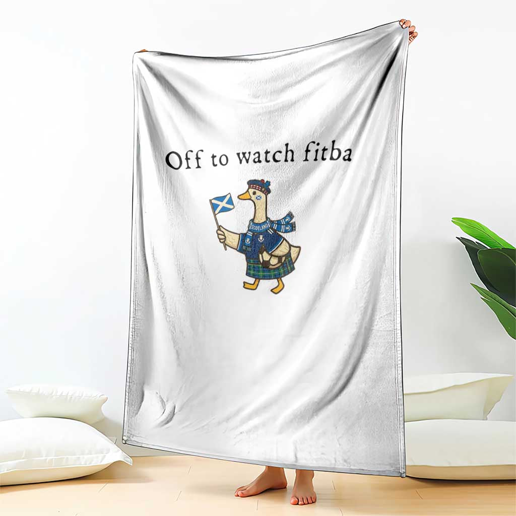 Funny Scottish Goose Scotland Football Throw Blanket Off to Watch Fitba Soccer Fans Meme