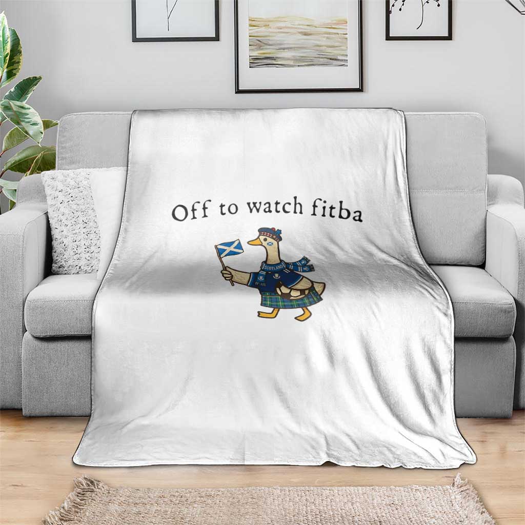 Funny Scottish Goose Scotland Football Throw Blanket Off to Watch Fitba Soccer Fans Meme