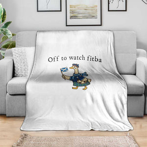 Funny Scottish Goose Scotland Football Throw Blanket Off to Watch Fitba Soccer Fans Meme