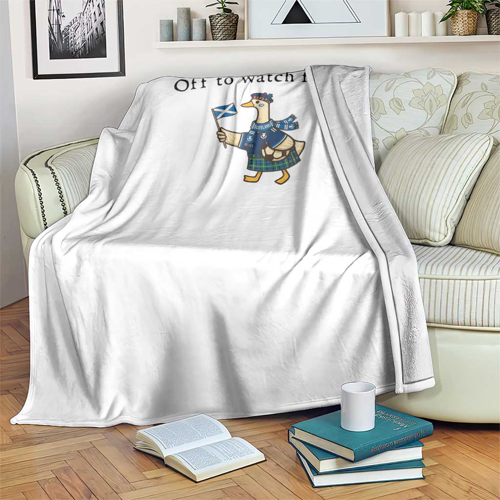 Funny Scottish Goose Scotland Football Throw Blanket Off to Watch Fitba Soccer Fans Meme