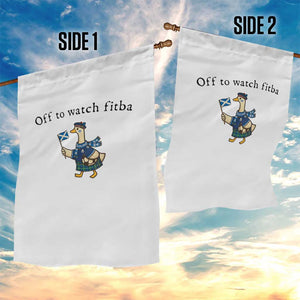 Funny Scottish Goose Scotland Football Garden Flag Off to Watch Fitba Soccer Fans Meme