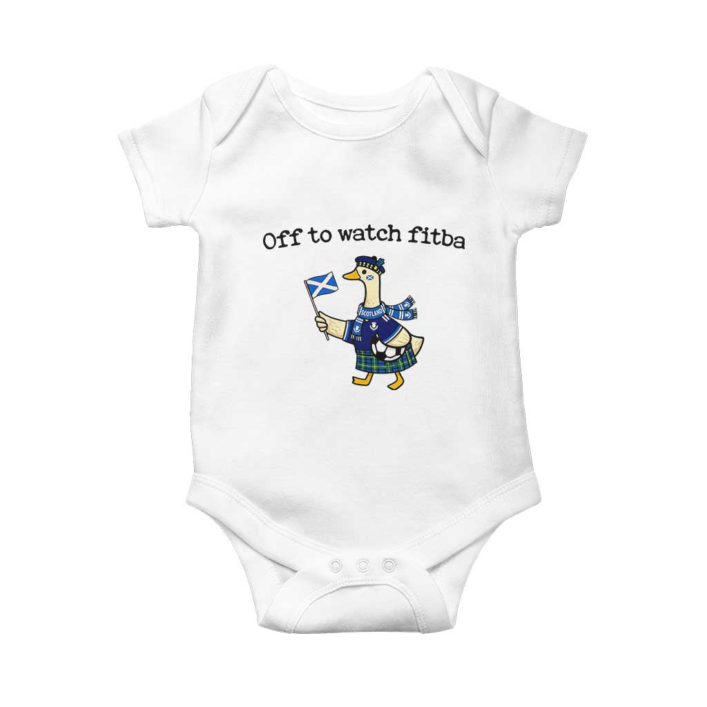 Funny Scottish Goose Scotland Football Baby Onesie Off to Watch Fitba Soccer Fans Meme TS02 White Print Your Wear