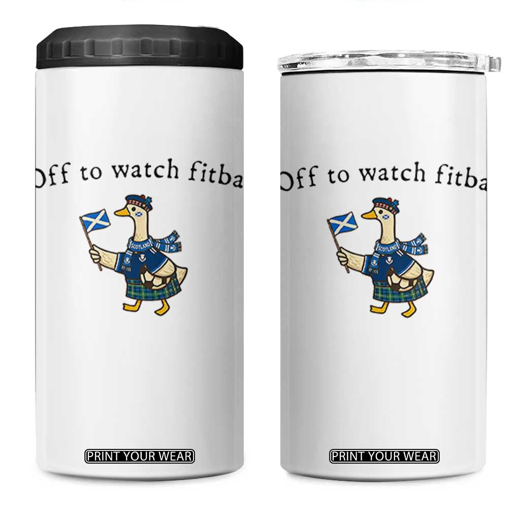 Funny Scottish Goose Scotland Football 4 in 1 Can Cooler Tumbler Off to Watch Fitba Soccer Fans Meme