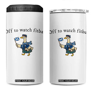 Funny Scottish Goose Scotland Football 4 in 1 Can Cooler Tumbler Off to Watch Fitba Soccer Fans Meme