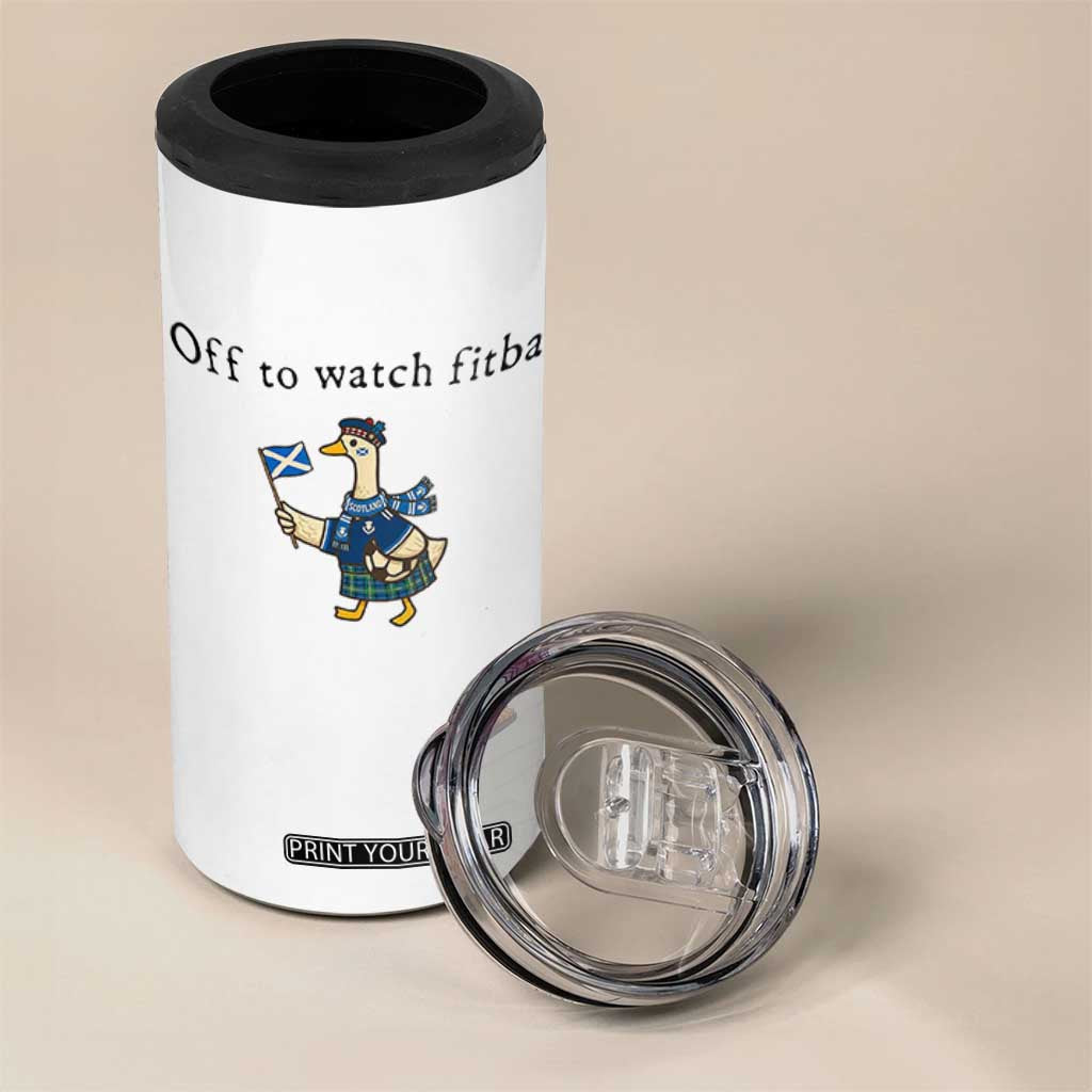 Funny Scottish Goose Scotland Football 4 in 1 Can Cooler Tumbler Off to Watch Fitba Soccer Fans Meme