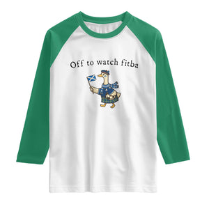 Funny Scottish Goose Scotland Football Raglan Shirt Off to Watch Fitba Soccer Fans Meme