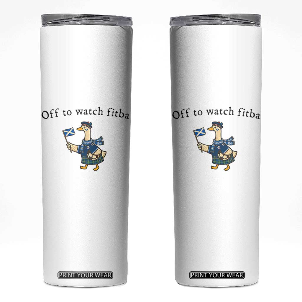 Funny Scottish Goose Scotland Football Skinny Tumbler Off to Watch Fitba Soccer Fans Meme