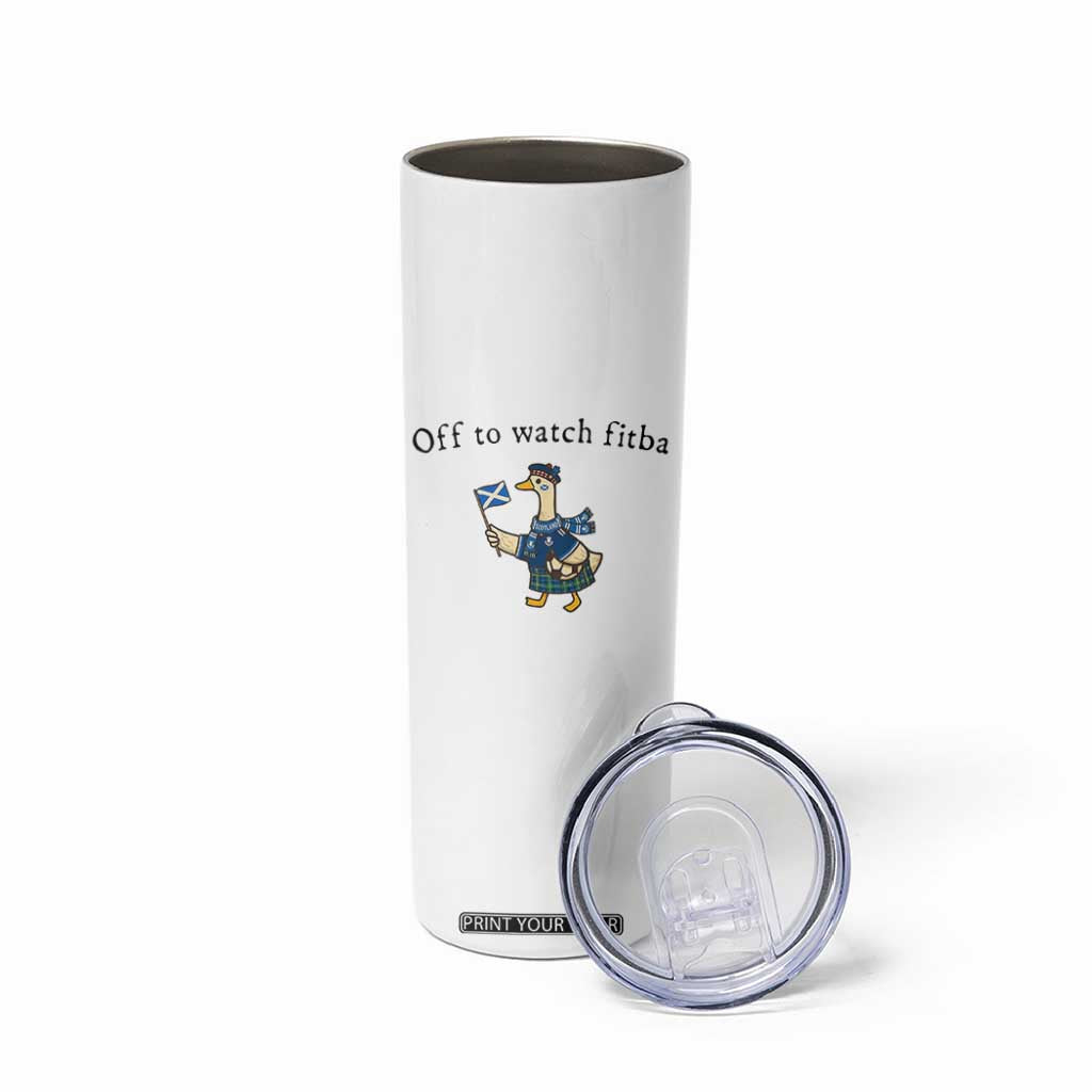 Funny Scottish Goose Scotland Football Skinny Tumbler Off to Watch Fitba Soccer Fans Meme