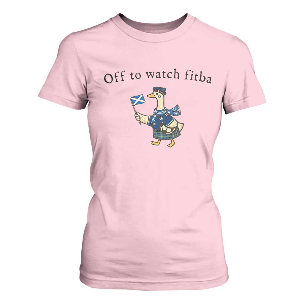 Funny Scottish Goose Scotland Football T Shirt For Women Off to Watch Fitba Soccer Fans Meme