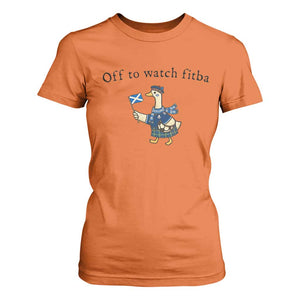 Funny Scottish Goose Scotland Football T Shirt For Women Off to Watch Fitba Soccer Fans Meme
