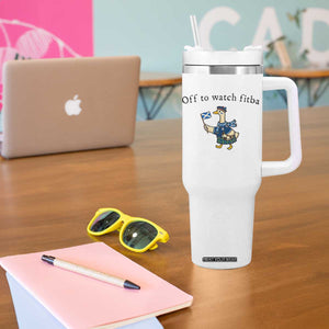 Funny Scottish Goose Scotland Football Tumbler With Handle Off to Watch Fitba Soccer Fans Meme