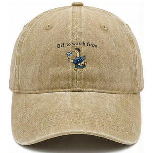Funny Scottish Goose Scotland Football Washed Cotton Baseball Cap Off to Watch Fitba Soccer Fans Meme
