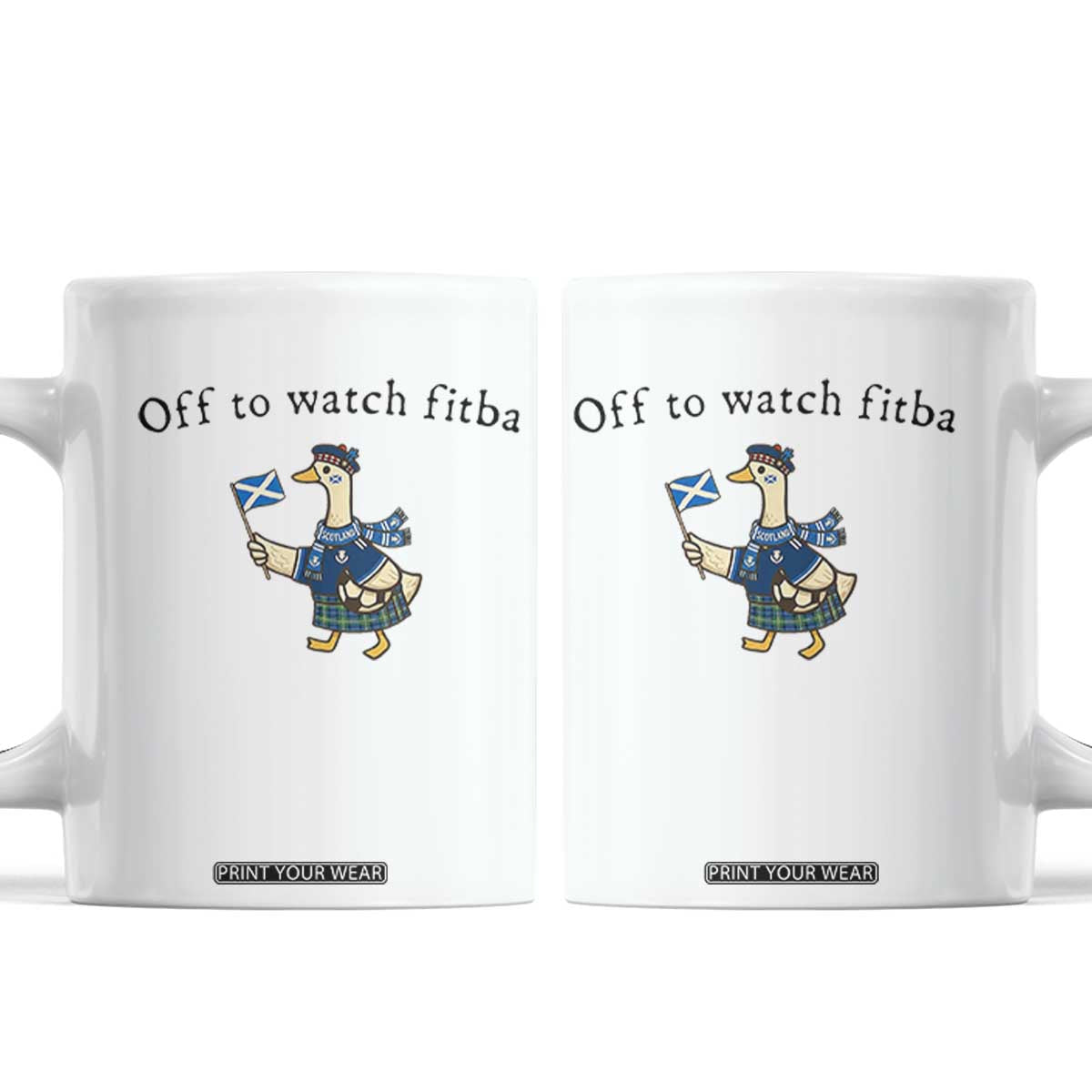 Funny Scottish Goose Scotland Football Coffee Mug Off to Watch Fitba Soccer Fans Meme