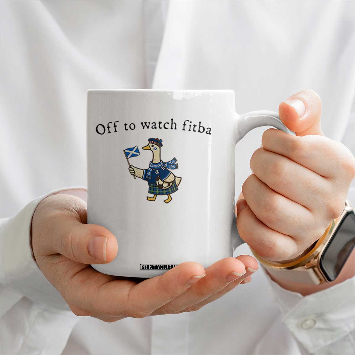 Funny Scottish Goose Scotland Football Coffee Mug Off to Watch Fitba Soccer Fans Meme