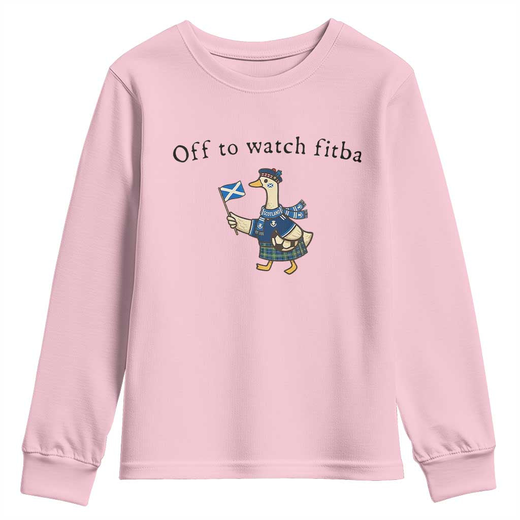 Funny Scottish Goose Scotland Football Youth Sweatshirt Off to Watch Fitba Soccer Fans Meme