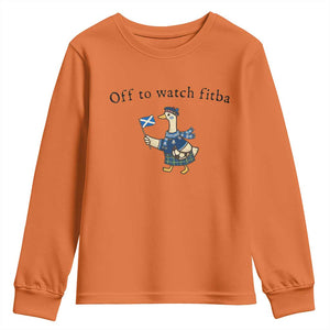 Funny Scottish Goose Scotland Football Youth Sweatshirt Off to Watch Fitba Soccer Fans Meme