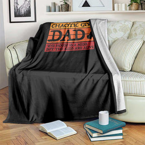 Chaotic Good Dad Funny Tabletop Gamer Parenting Throw Blanket Retro Sunset Vintage Fantasy Graphic