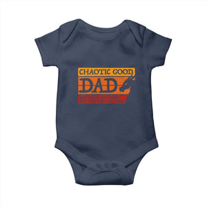 Chaotic Good Dad Funny Tabletop Gamer Parenting Baby Onesie Retro Sunset Vintage Fantasy Graphic