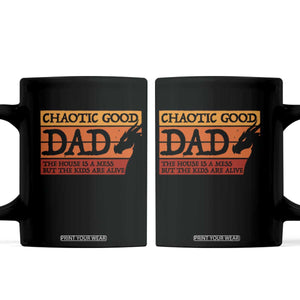 Chaotic Good Dad Funny Tabletop Gamer Parenting Coffee Mug Retro Sunset Vintage Fantasy Graphic