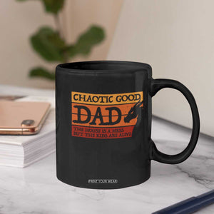 Chaotic Good Dad Funny Tabletop Gamer Parenting Coffee Mug Retro Sunset Vintage Fantasy Graphic