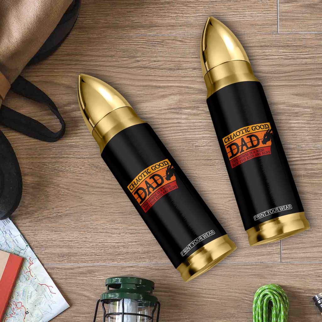 Chaotic Good Dad Funny Tabletop Gamer Parenting Bullet Tumbler Retro Sunset Vintage Fantasy Graphic
