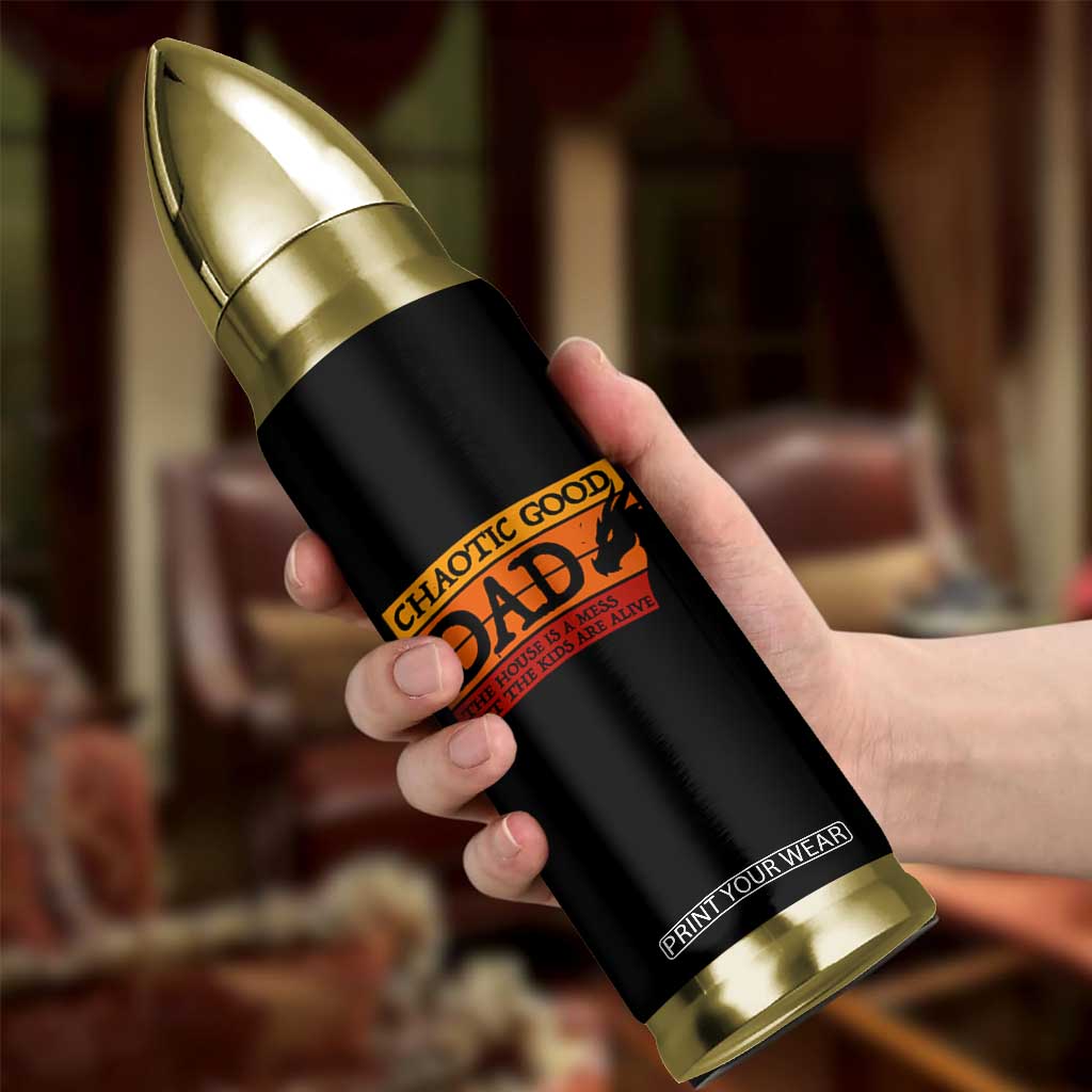 Chaotic Good Dad Funny Tabletop Gamer Parenting Bullet Tumbler Retro Sunset Vintage Fantasy Graphic