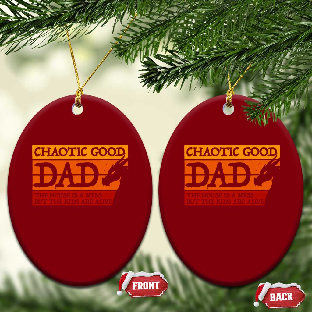 Chaotic Good Dad Funny Tabletop Gamer Parenting Ceramic Ornament Retro Sunset Vintage Fantasy Graphic