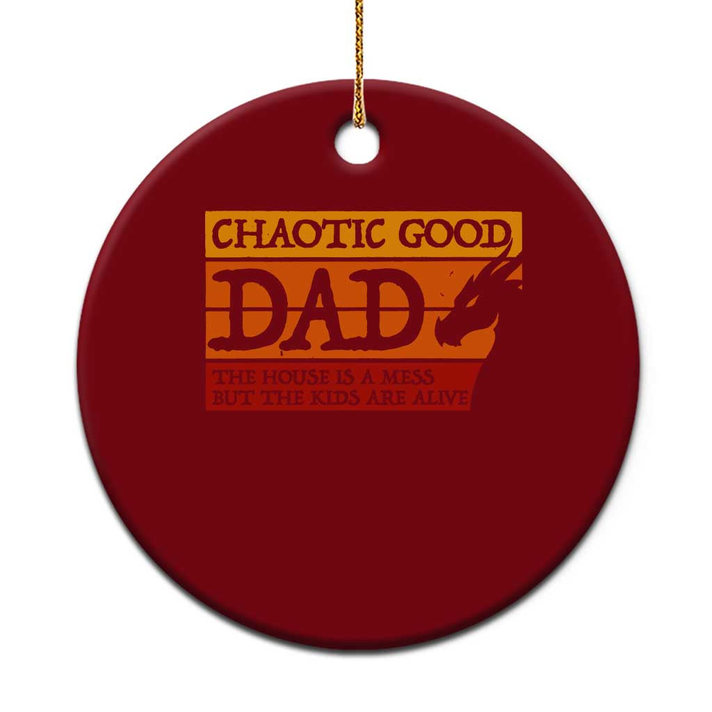 Chaotic Good Dad Funny Tabletop Gamer Parenting Ceramic Ornament Retro Sunset Vintage Fantasy Graphic