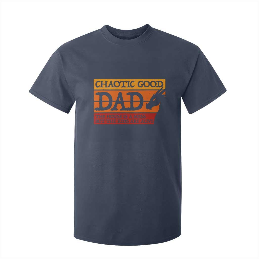 Chaotic Good Dad Funny Tabletop Gamer Parenting T Shirt For Kid Retro Sunset Vintage Fantasy Graphic