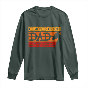 Chaotic Good Dad Funny Tabletop Gamer Parenting Long Sleeve Shirt Retro Sunset Vintage Fantasy Graphic