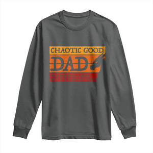 Chaotic Good Dad Funny Tabletop Gamer Parenting Long Sleeve Shirt Retro Sunset Vintage Fantasy Graphic