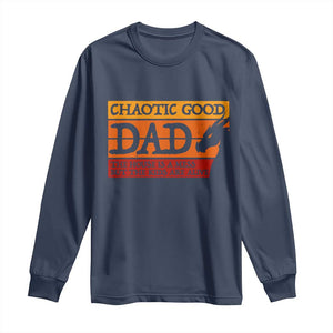 Chaotic Good Dad Funny Tabletop Gamer Parenting Long Sleeve Shirt Retro Sunset Vintage Fantasy Graphic
