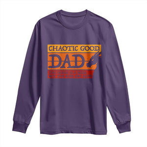 Chaotic Good Dad Funny Tabletop Gamer Parenting Long Sleeve Shirt Retro Sunset Vintage Fantasy Graphic
