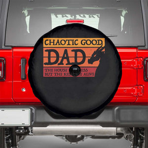 Chaotic Good Dad Funny Tabletop Gamer Parenting Spare Tire Cover Retro Sunset Vintage Fantasy Graphic