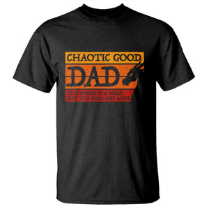 Chaotic Good Dad Funny Tabletop Gamer Parenting T Shirt Retro Sunset Vintage Fantasy Graphic