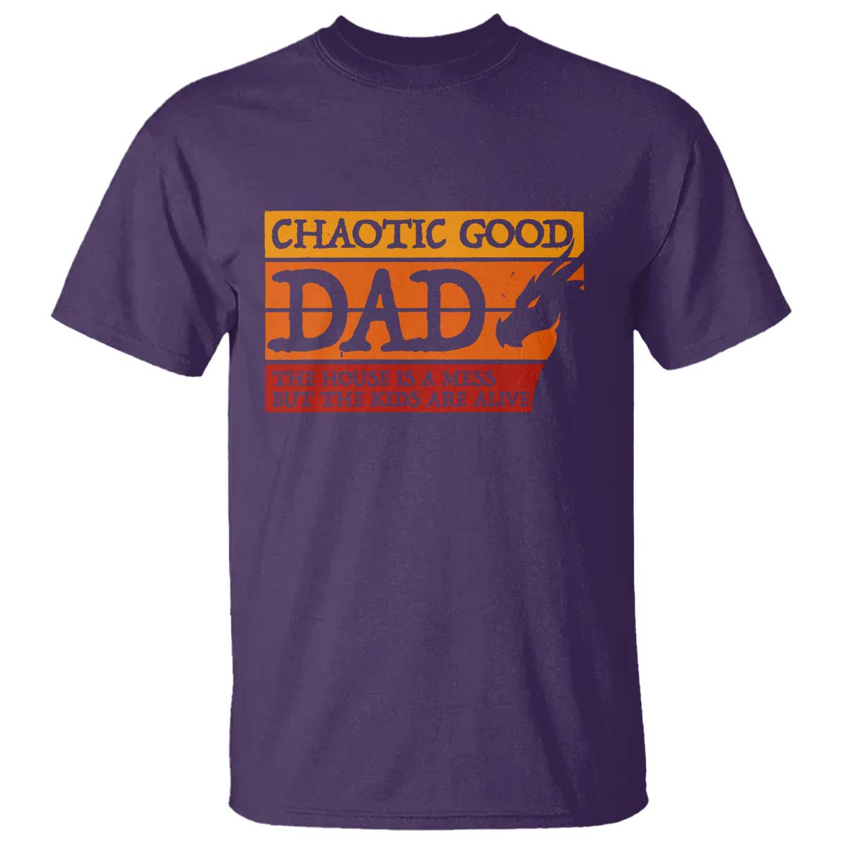 Chaotic Good Dad Funny Tabletop Gamer Parenting T Shirt Retro Sunset Vintage Fantasy Graphic