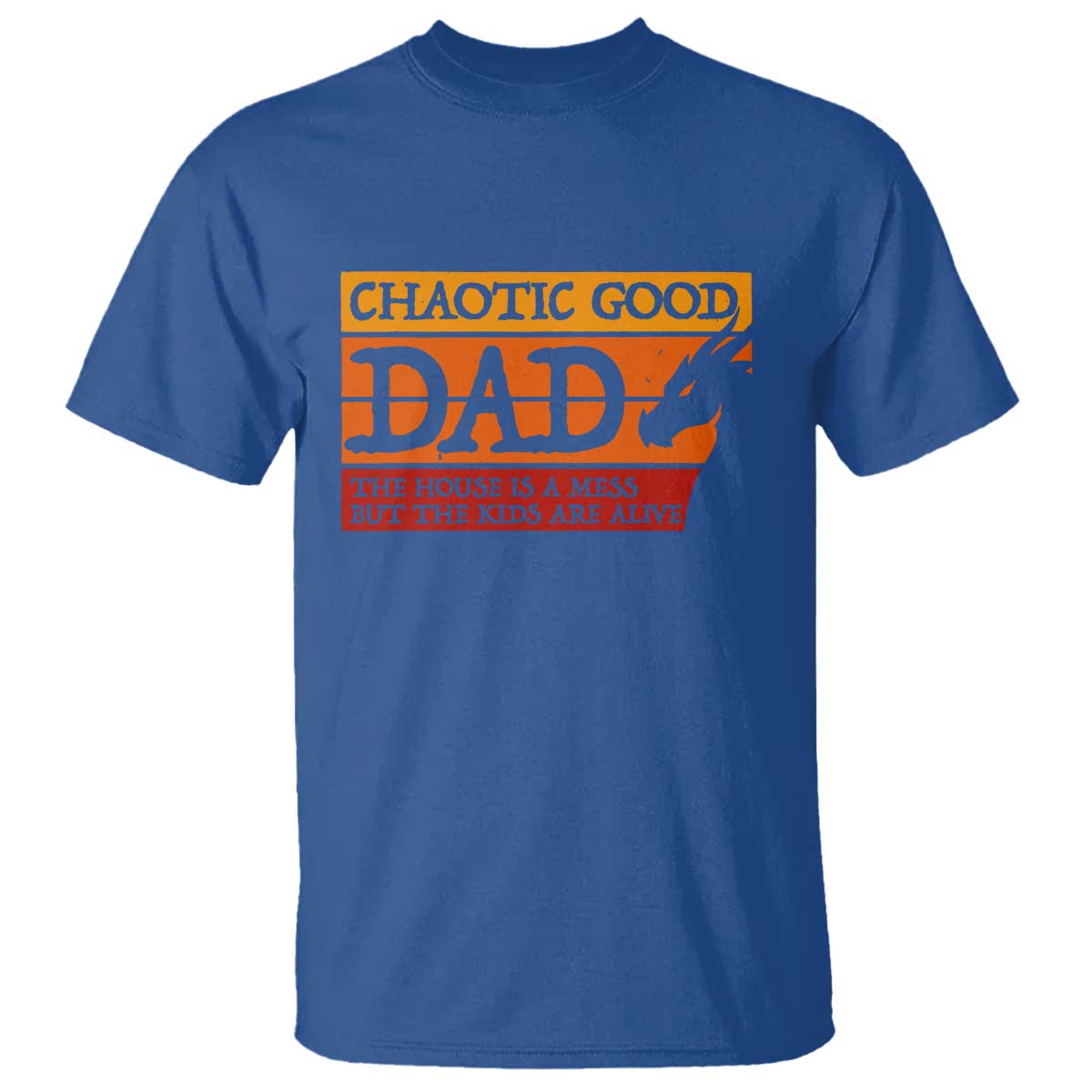 Chaotic Good Dad Funny Tabletop Gamer Parenting T Shirt Retro Sunset Vintage Fantasy Graphic