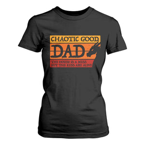 Chaotic Good Dad Funny Tabletop Gamer Parenting T Shirt For Women Retro Sunset Vintage Fantasy Graphic