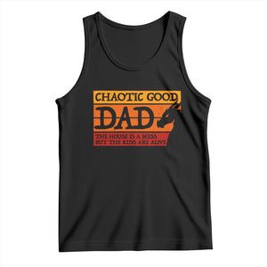 Chaotic Good Dad Funny Tabletop Gamer Parenting Tank Top Retro Sunset Vintage Fantasy Graphic