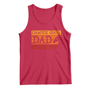 Chaotic Good Dad Funny Tabletop Gamer Parenting Tank Top Retro Sunset Vintage Fantasy Graphic