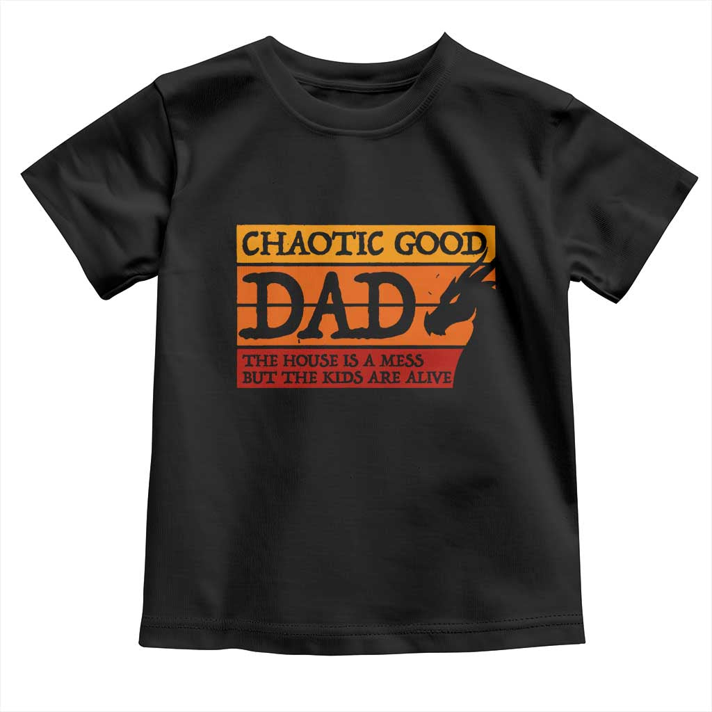 Chaotic Good Dad Funny Tabletop Gamer Parenting Toddler T Shirt Retro Sunset Vintage Fantasy Graphic