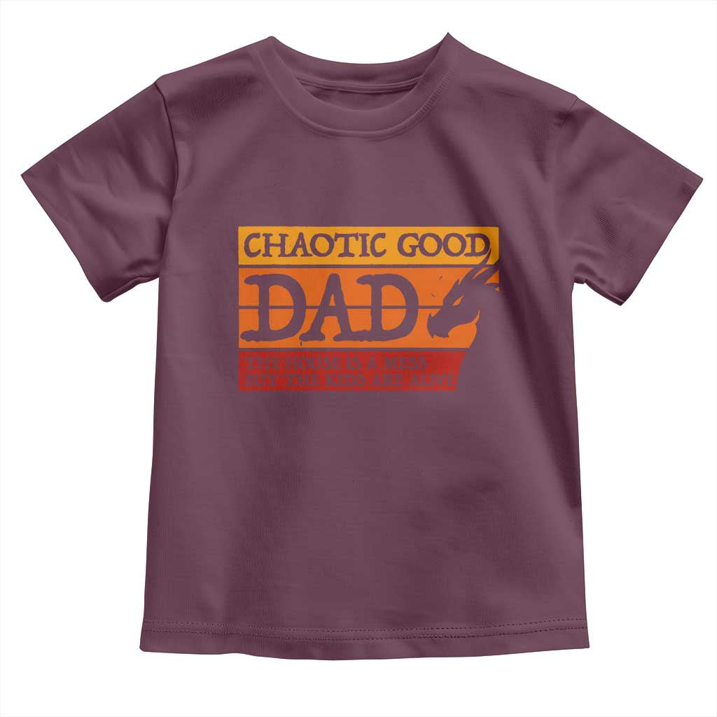 Chaotic Good Dad Funny Tabletop Gamer Parenting Toddler T Shirt Retro Sunset Vintage Fantasy Graphic