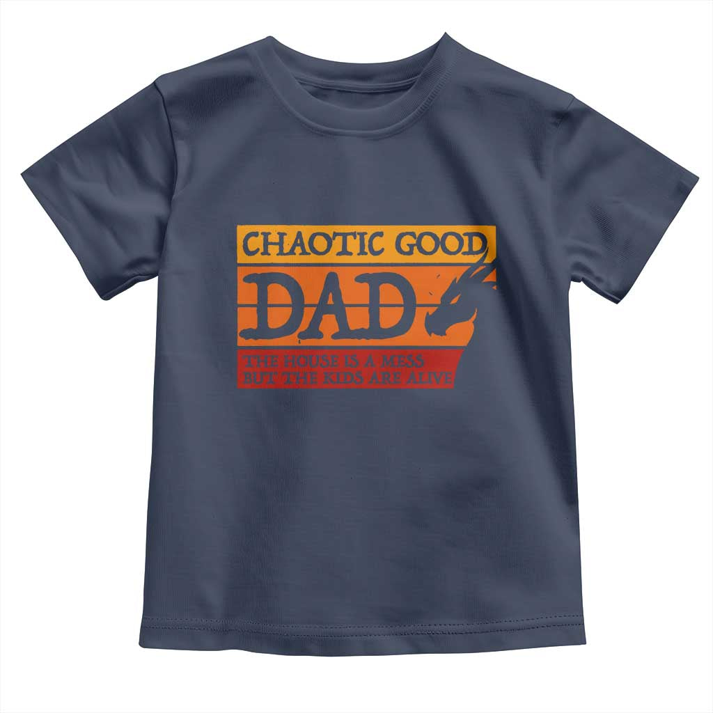 Chaotic Good Dad Funny Tabletop Gamer Parenting Toddler T Shirt Retro Sunset Vintage Fantasy Graphic