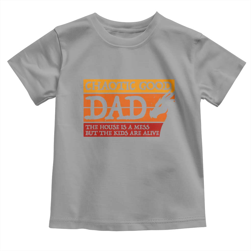 Chaotic Good Dad Funny Tabletop Gamer Parenting Toddler T Shirt Retro Sunset Vintage Fantasy Graphic