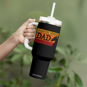 Chaotic Good Dad Funny Tabletop Gamer Parenting Tumbler With Handle Retro Sunset Vintage Fantasy Graphic