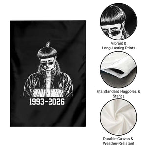 Retro Bowl Cut Music Icon Rip Memorial Garden Flag 1993 2026 Internet Meme Pop Culture Fan
