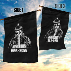 Retro Bowl Cut Music Icon Rip Memorial Garden Flag 1993 2026 Internet Meme Pop Culture Fan